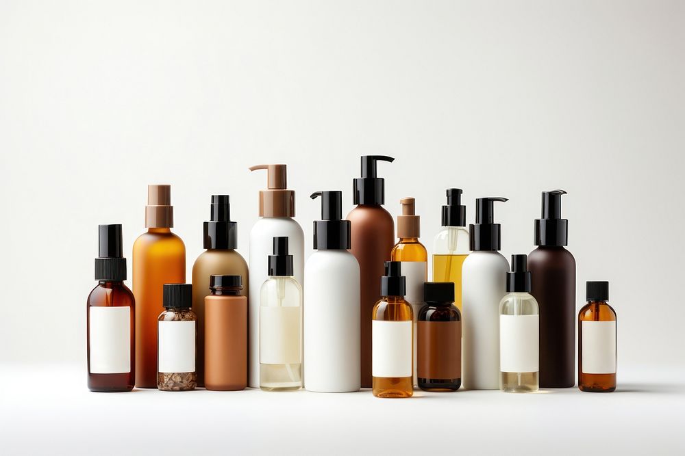 Skincare bottles cosmetics container variation. AI generated Image by rawpixel.