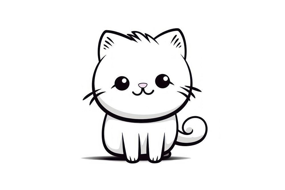 Simple doodle cute cat cartoon drawing sketch. AI generated Image by rawpixel.