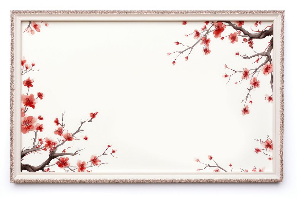 Simple frame asian style plant art needlework. 