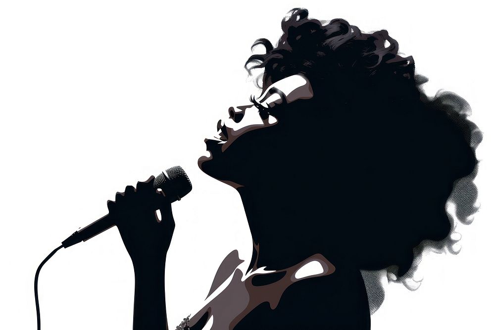 Singer black woman microphone drawing adult. AI generated Image by rawpixel.