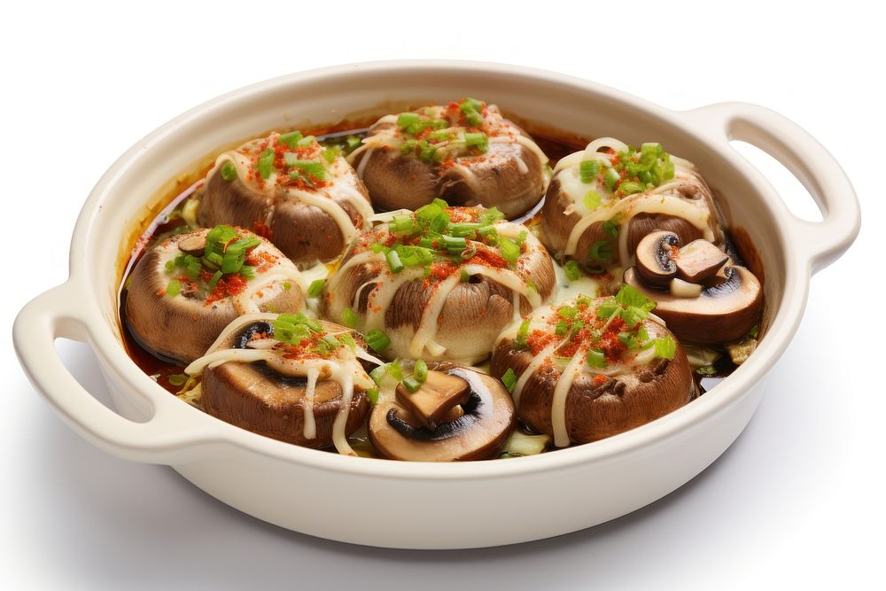 Steamed mushroom dish plate food meal. AI generated Image by rawpixel.