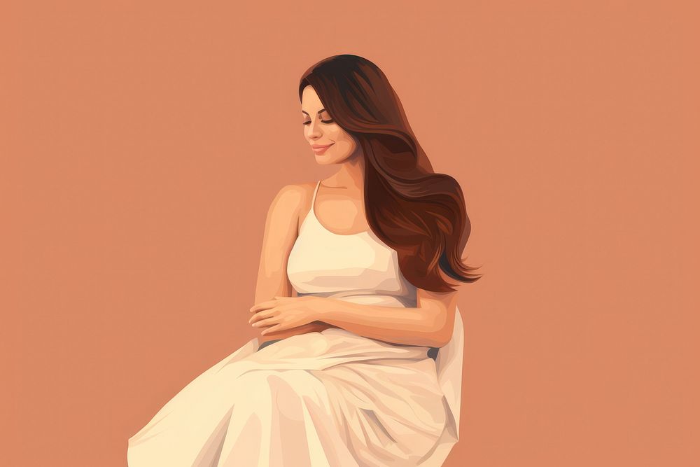 Pregnant woman sitting portrait dress adult. AI generated Image by rawpixel.