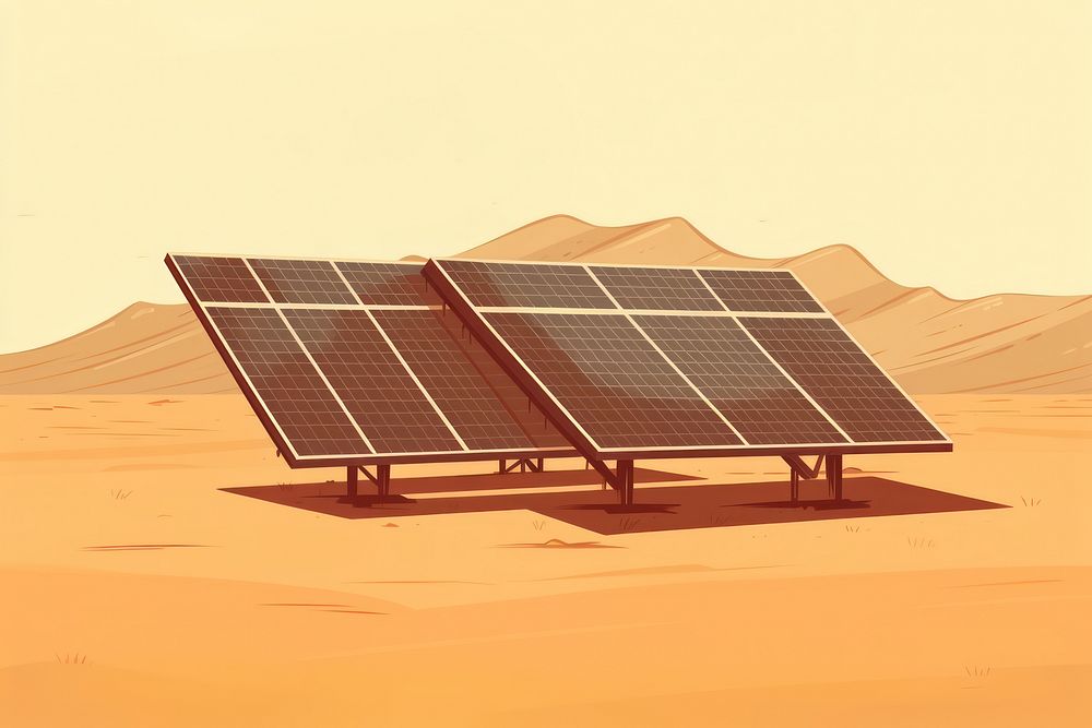 Solar panels outdoors desert nature. AI generated Image by rawpixel.