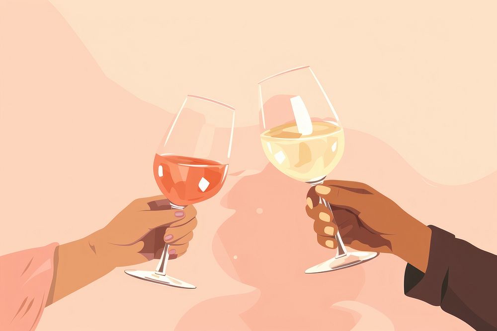 Two friends cheers wine glasses drink beverage togetherness. AI generated Image by rawpixel.