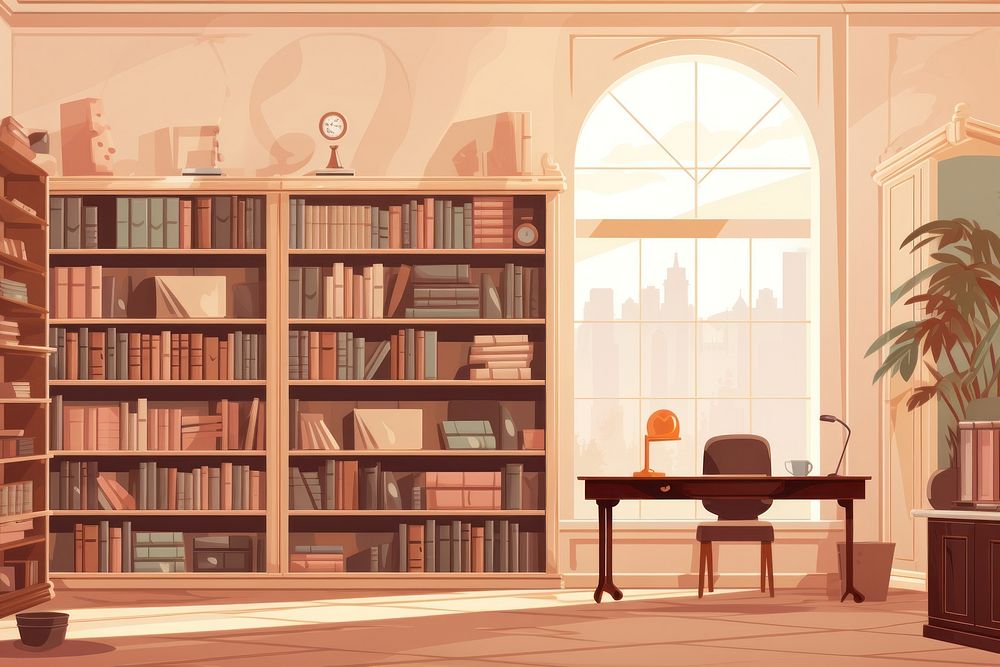 Classic aesthetic library furniture bookshelf bookcase. AI generated Image by rawpixel.