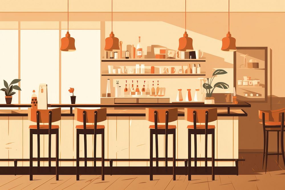 Bar restaurant architecture furniture table. AI generated Image by rawpixel.