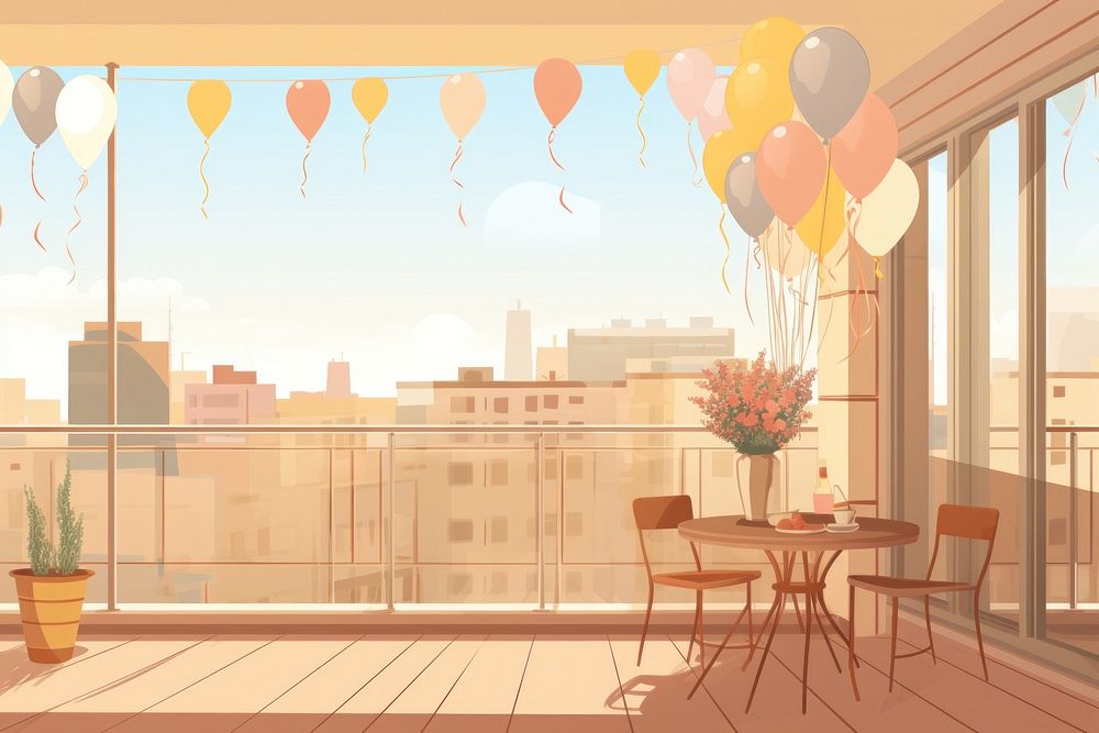 Architecture furniture building balloon. AI generated Image by rawpixel.