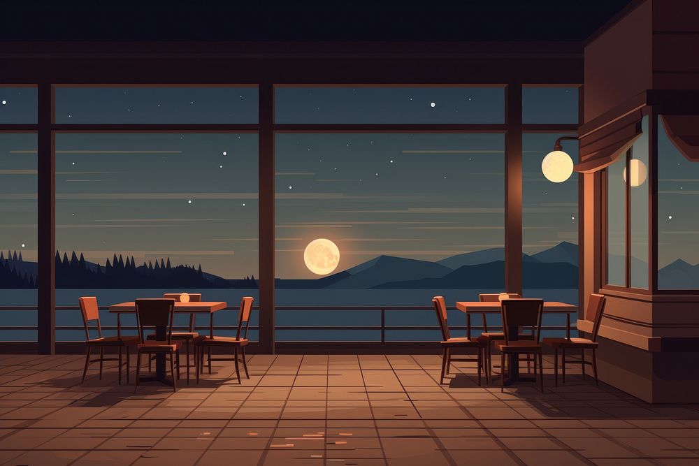 Restaurant night architecture astronomy. AI generated Image by rawpixel.