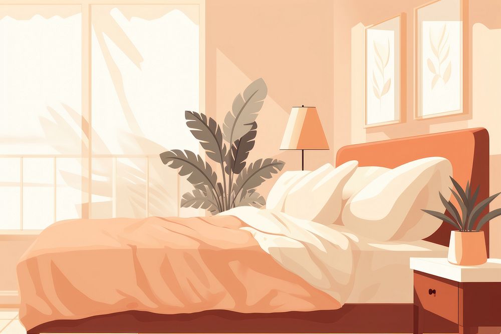 Bedroom furniture plant cozy. AI generated Image by rawpixel.