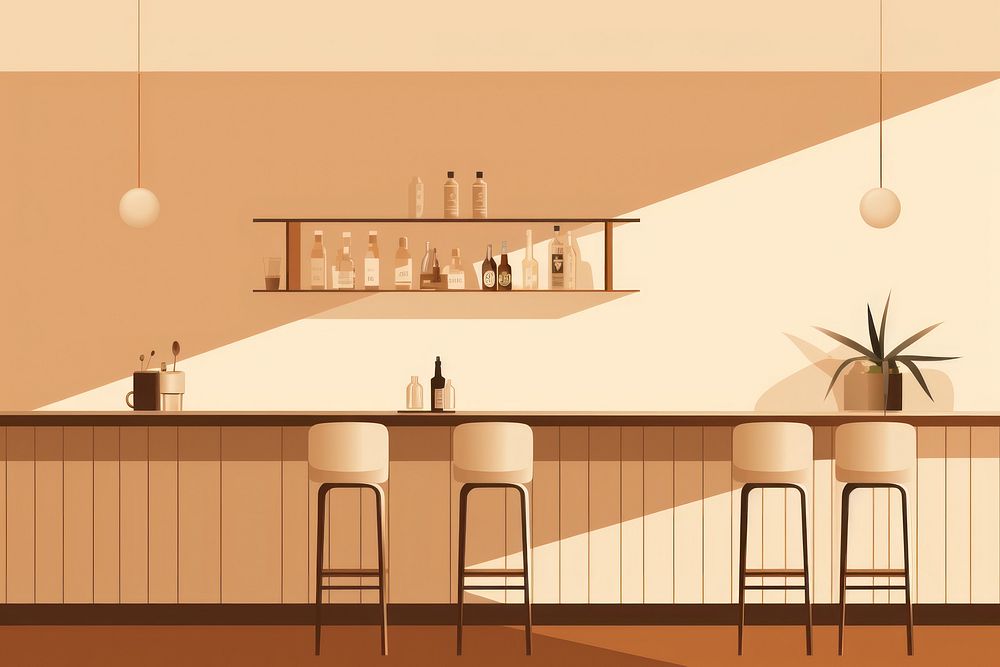 Bar architecture restaurant furniture. AI generated Image by rawpixel.