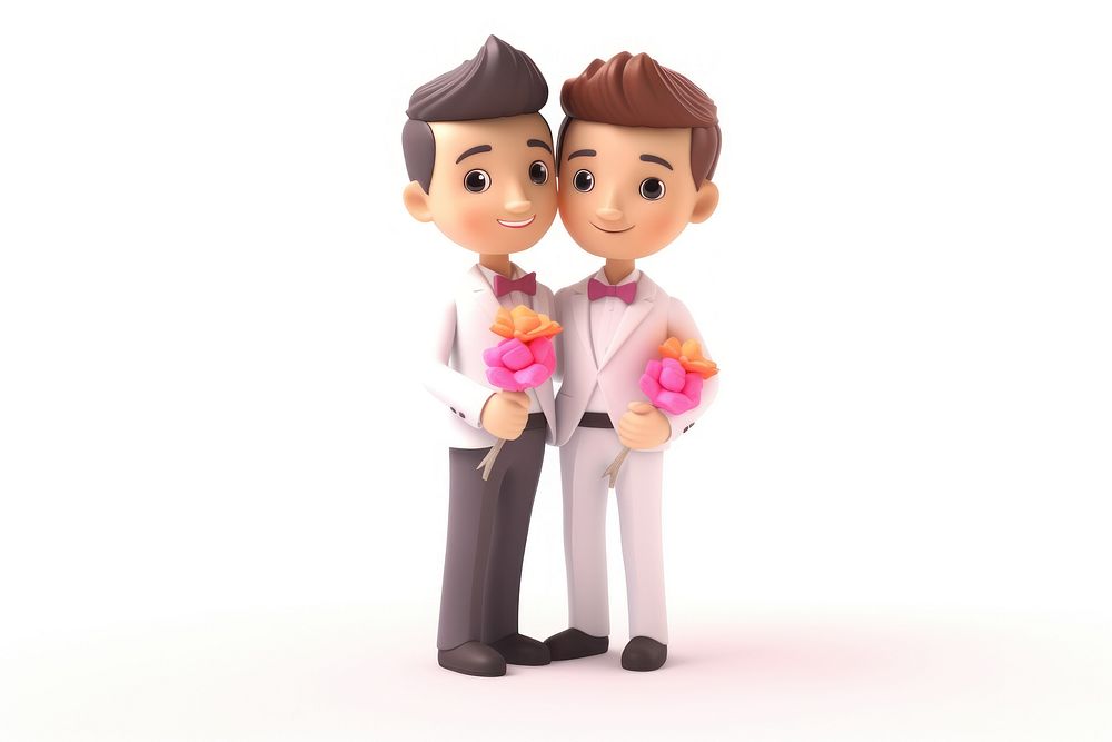 Gay wedding couple figurine doll toy. AI generated Image by rawpixel.