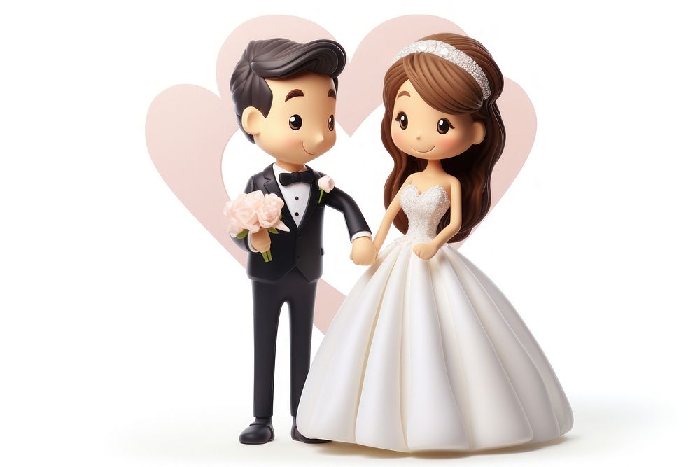 Wedding couple cheers figurine fashion dress. AI generated Image by rawpixel.