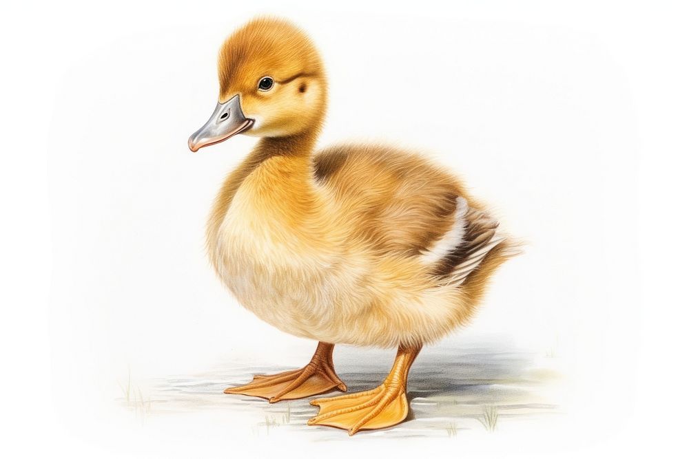 Baby duck animal wildlife drawing. AI generated Image by rawpixel.