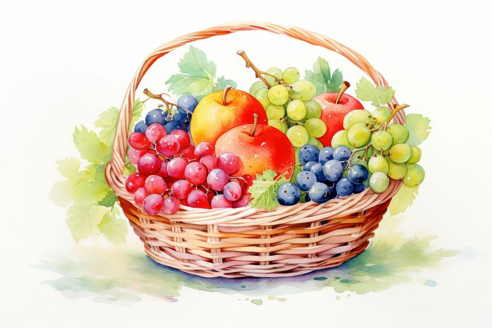 Basket fruit grapes berry. AI generated Image by rawpixel.