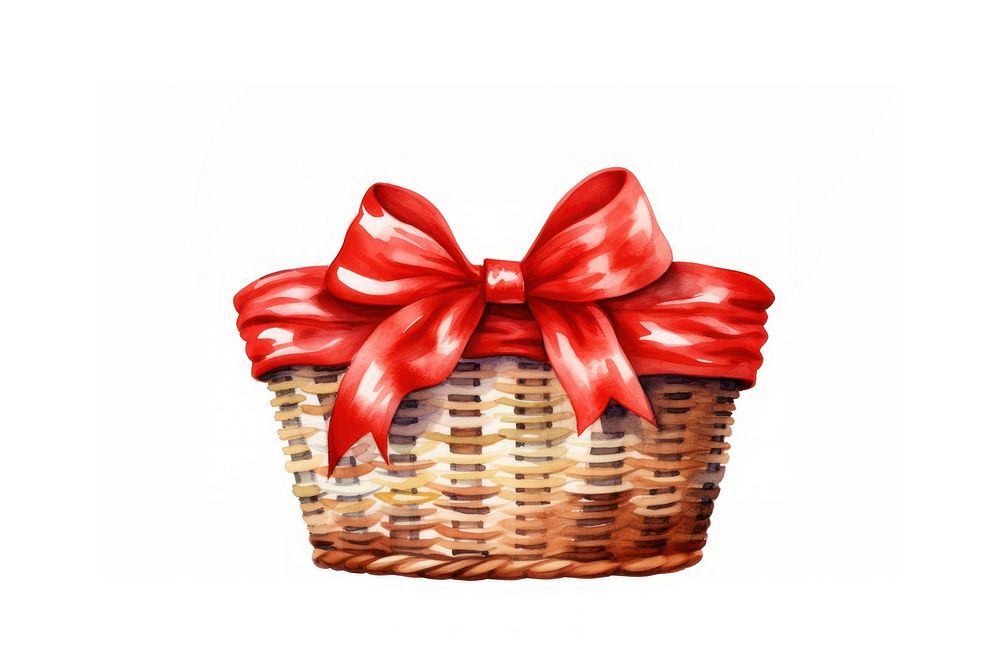 Basket gift ribbon wicker bow. AI generated Image by rawpixel.
