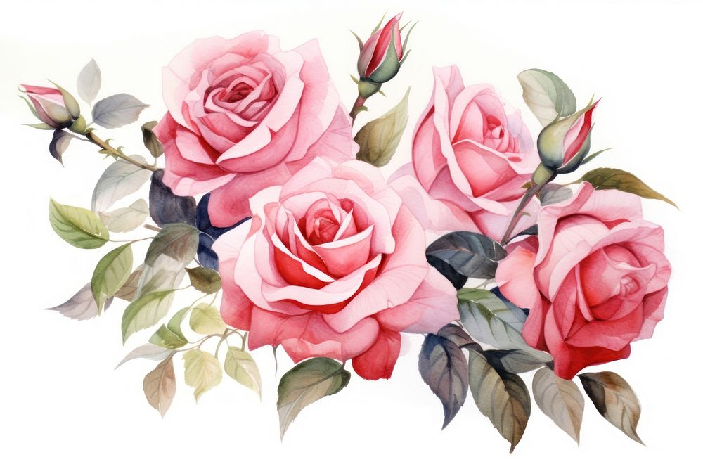 Roses painting pattern flower. AI generated Image by rawpixel.