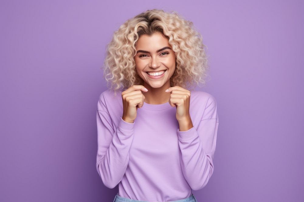 Purple female smile adult. AI generated Image by rawpixel.