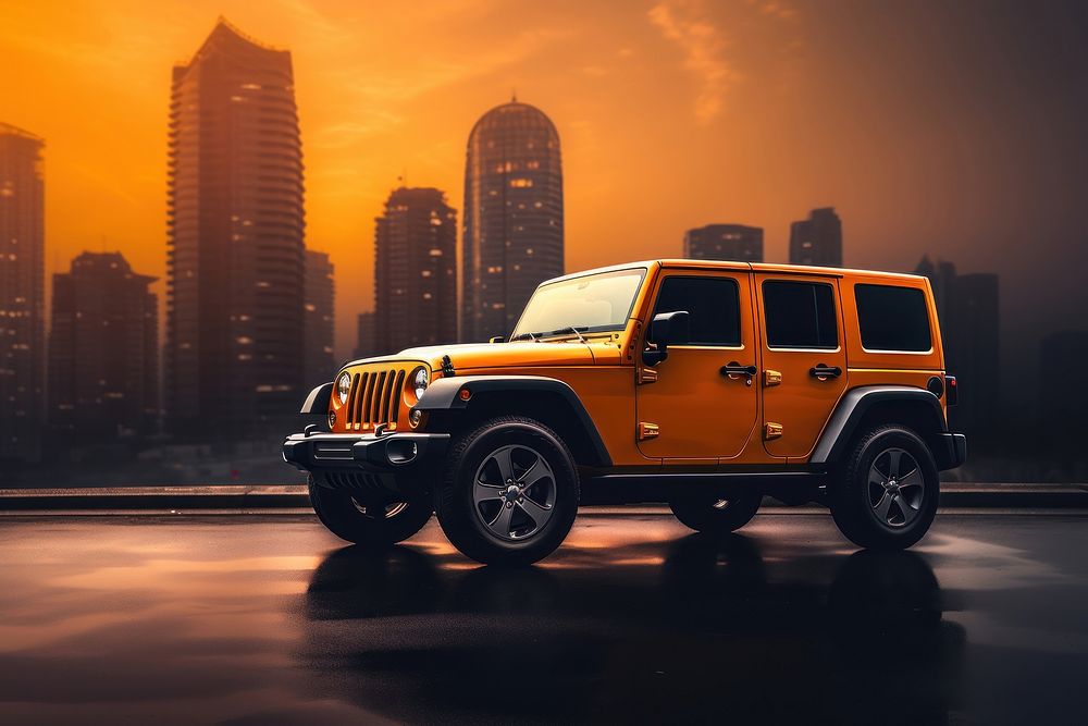Jeep car vehicle wheel. AI generated Image by rawpixel.