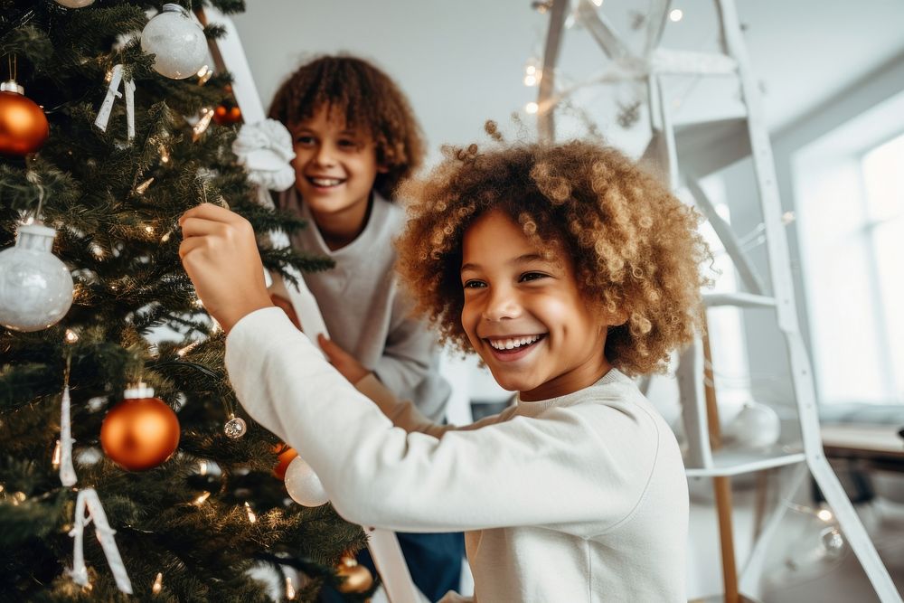 Christmas child smile tree. AI generated Image by rawpixel.