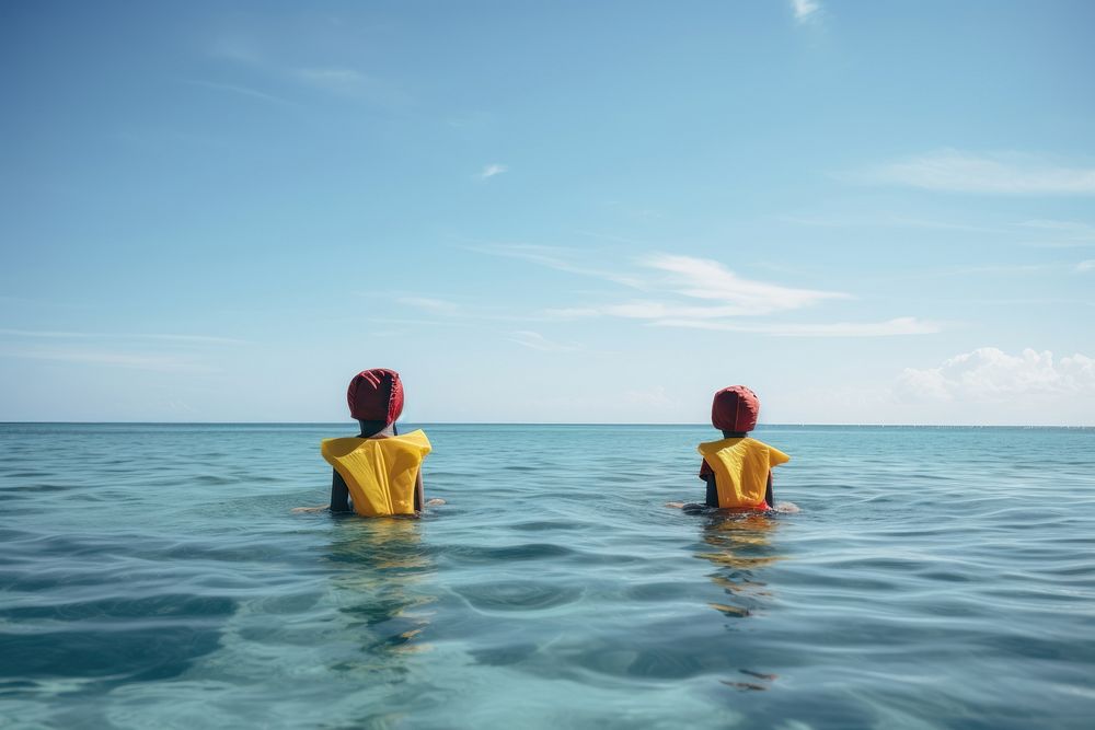 Sea swimming outdoors horizon. AI generated Image by rawpixel.