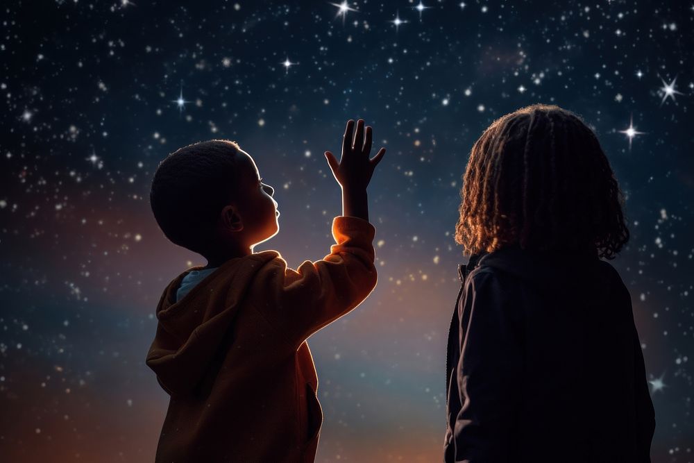 Night outdoors child star. AI generated Image by rawpixel.