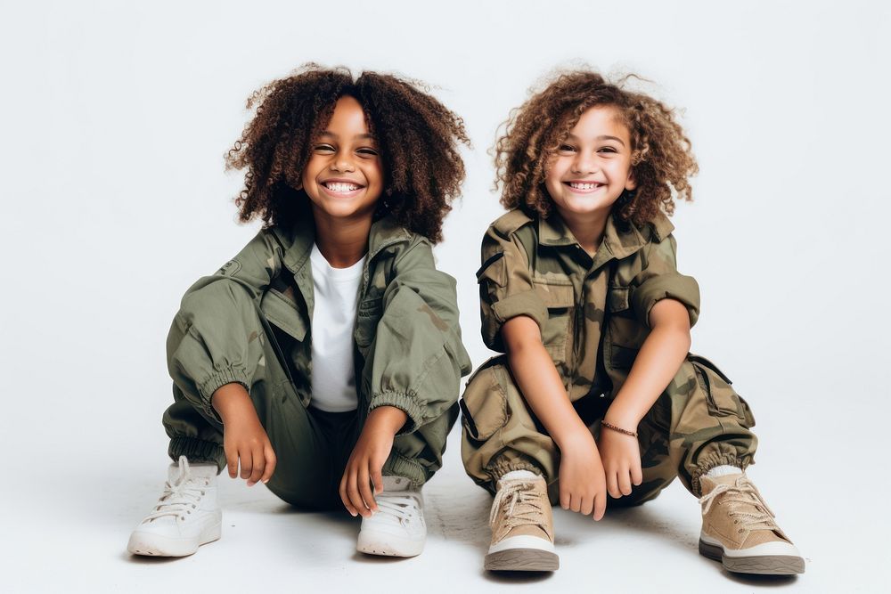 Kids wearing solider costume photography military footwear. AI generated Image by rawpixel.
