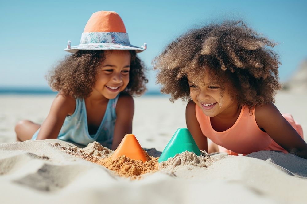 Beach outdoors nature child. AI generated Image by rawpixel.