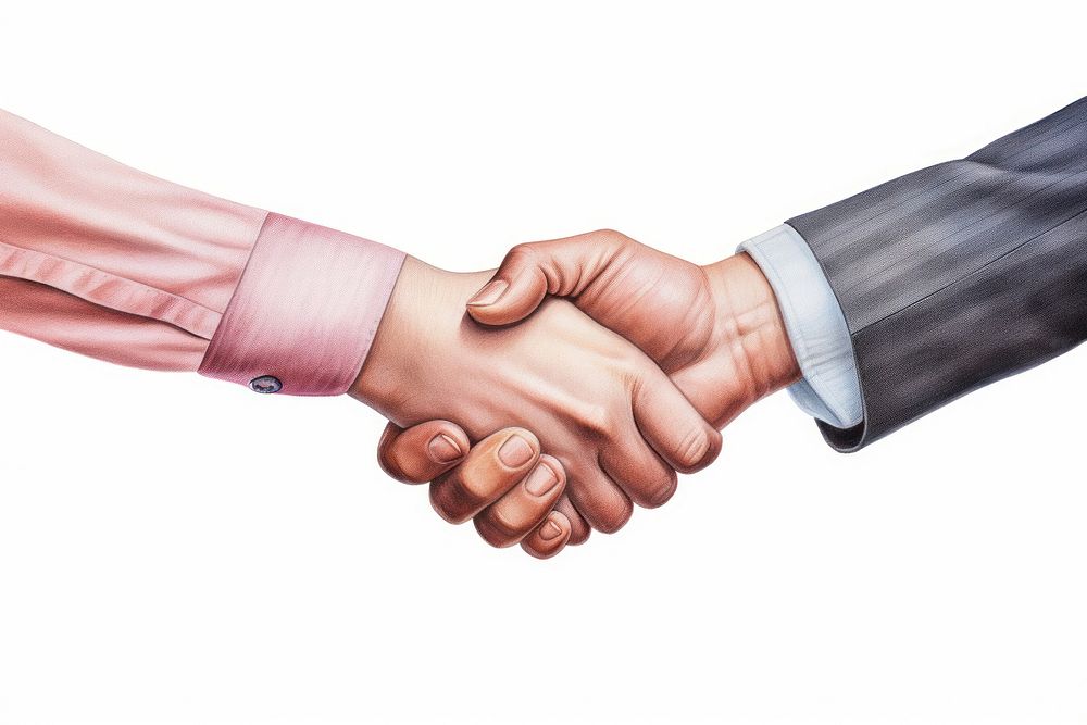 Business handshake white background togetherness agreement. AI generated Image by rawpixel.