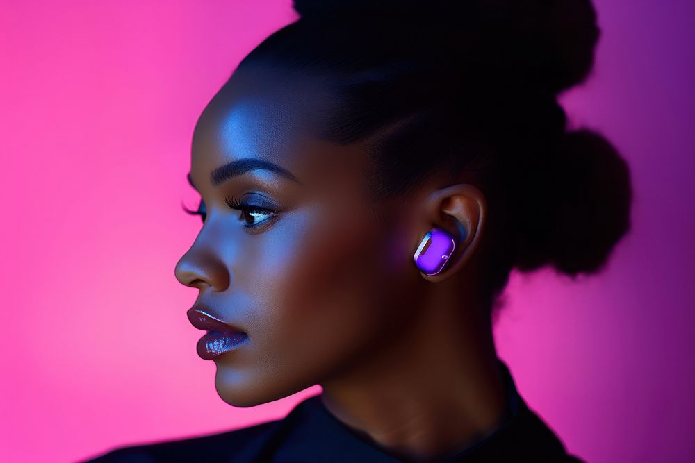Wireless earbuds portrait adult photo. AI generated Image by rawpixel.
