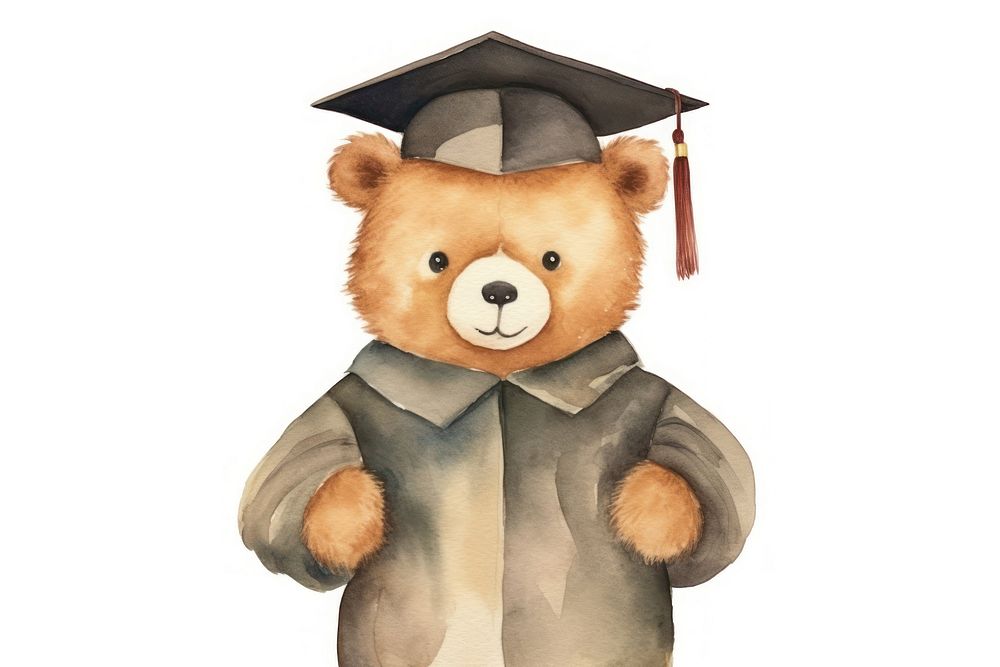 Graduation student cartoon bear. AI generated Image by rawpixel.