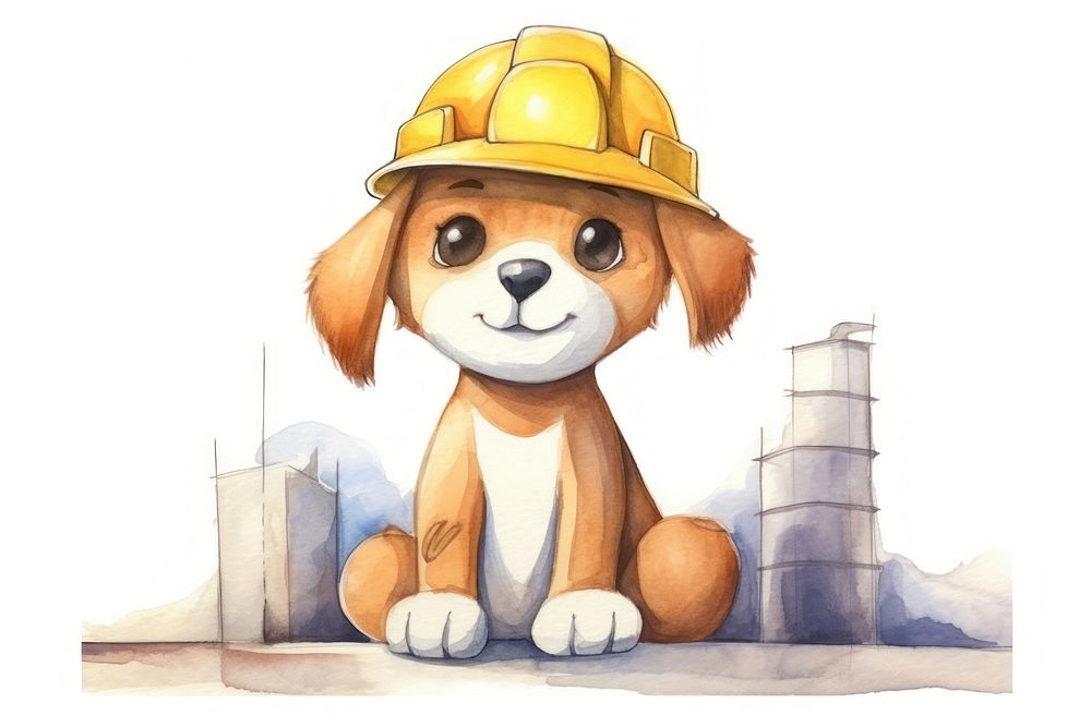 Architecture cartoon hardhat helmet. AI generated Image by rawpixel.