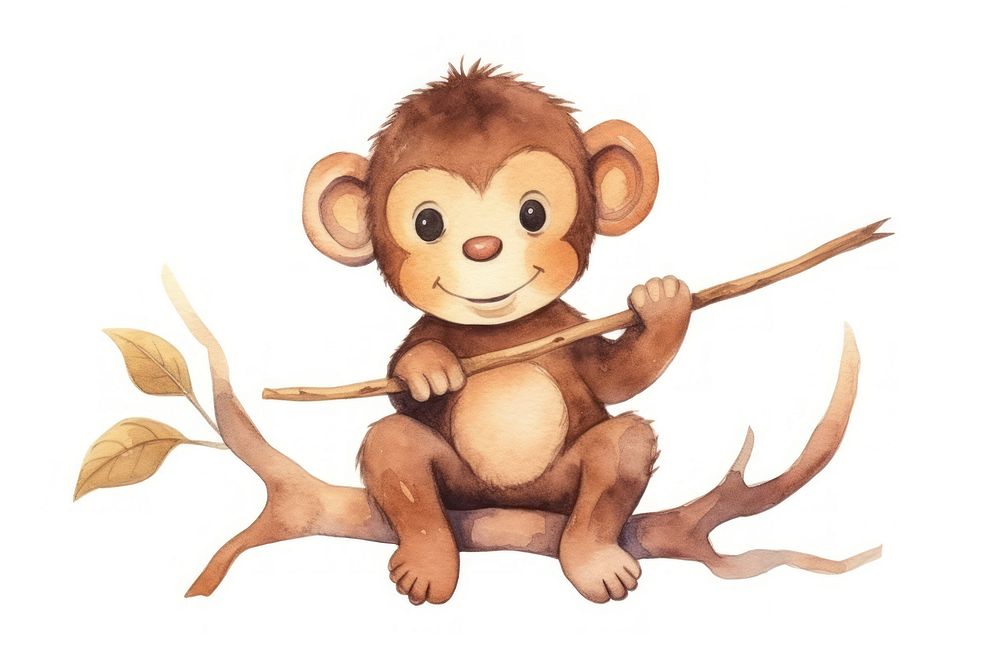 Cartoon mammal animal monkey. AI generated Image by rawpixel.