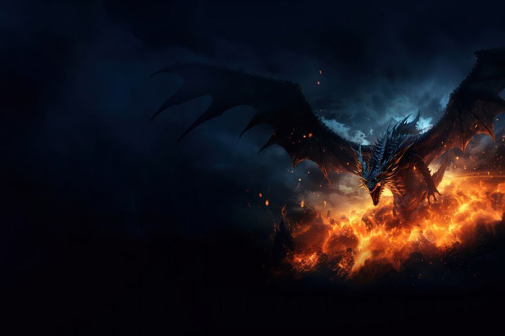 Giant dragon fire outdoors night. AI generated Image by rawpixel.