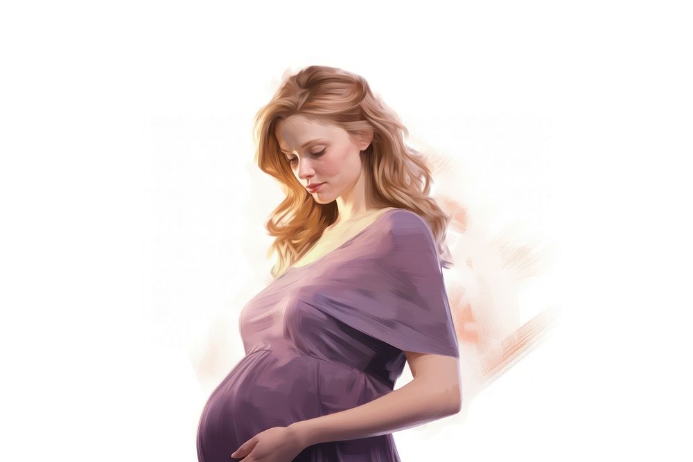 6 months pregnant woman portrait fashion female. AI generated Image by rawpixel.