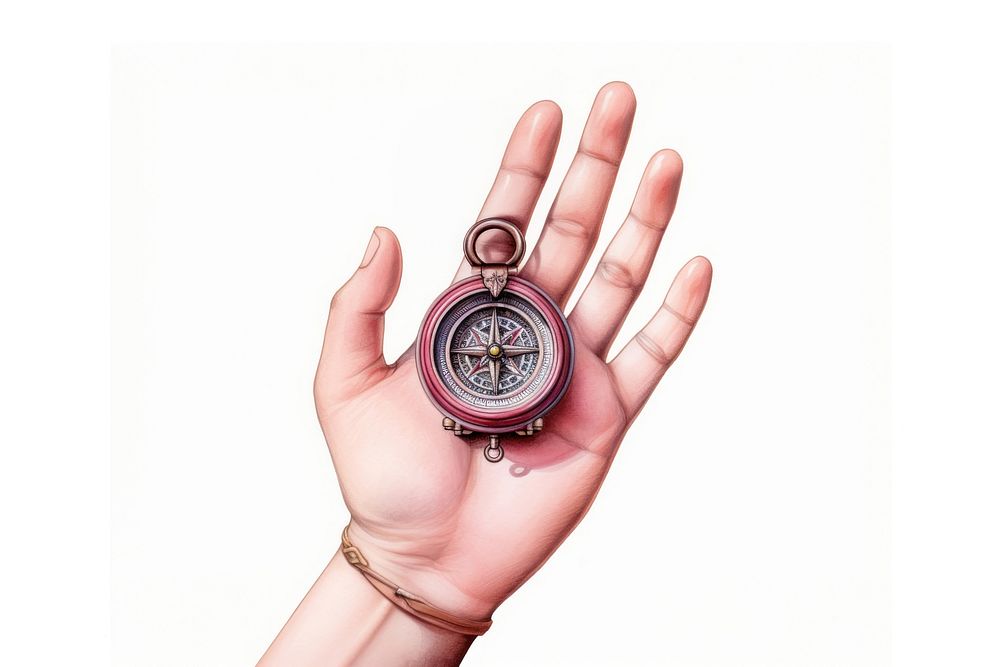Hand holding a compass jewelry locket accessories. AI generated Image by rawpixel.