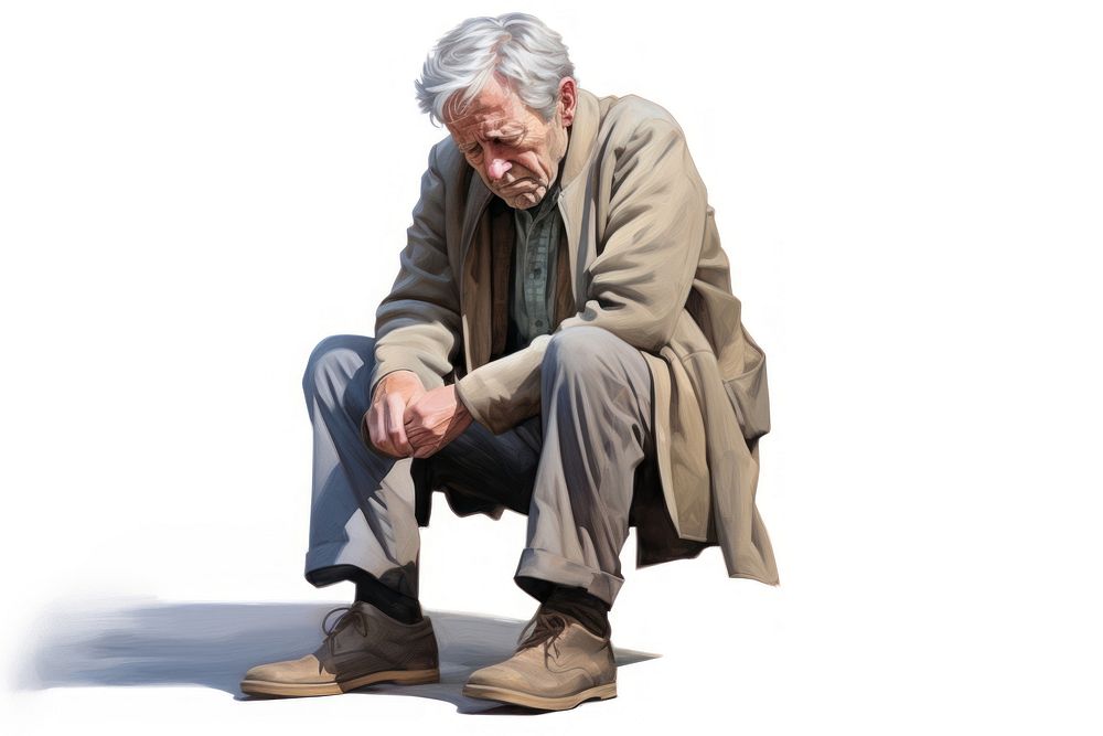 Sad mature man footwear portrait sitting. AI generated Image by rawpixel.
