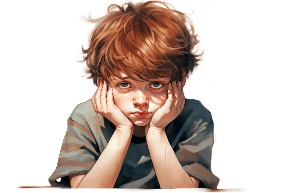 Sad kid portrait disappointment contemplation. AI generated Image by rawpixel.