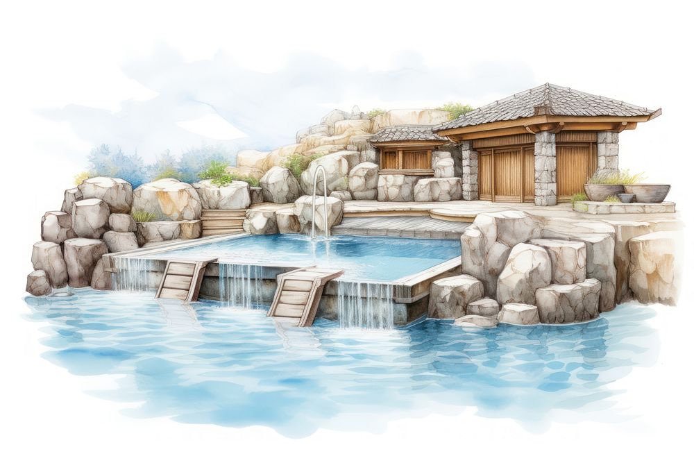 Spa onsen architecture building outdoors. AI generated Image by rawpixel.