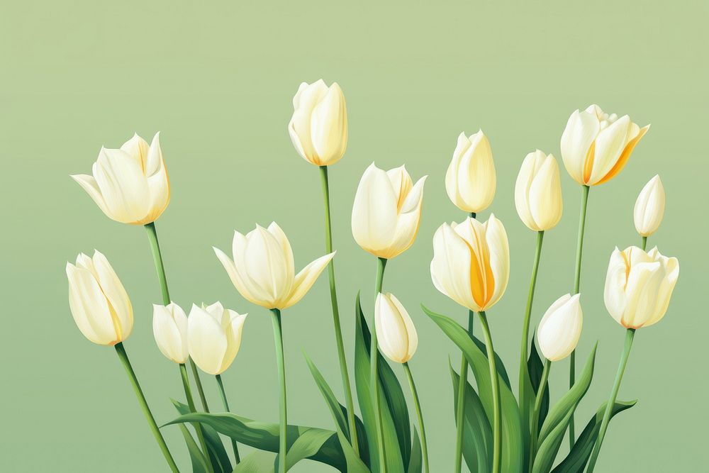 Whire tulips flower plant inflorescence. AI generated Image by rawpixel.
