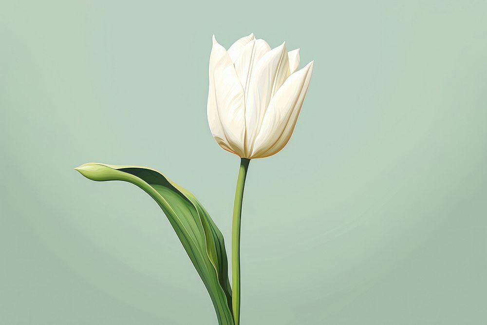 Whie tulip flower plant inflorescence. AI generated Image by rawpixel.