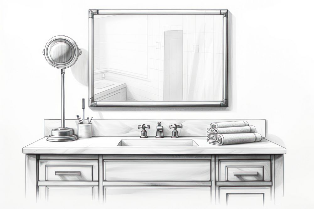 Bathroom mirror sink architecture. AI generated Image by rawpixel.
