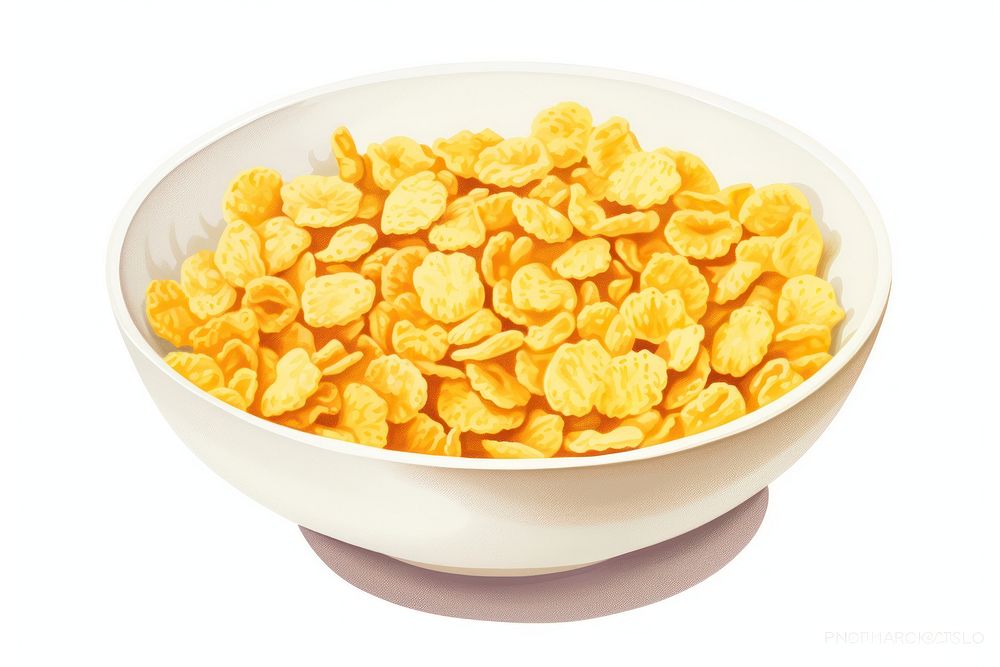 Cornflakes cereal bowl food white background. AI generated Image by rawpixel.