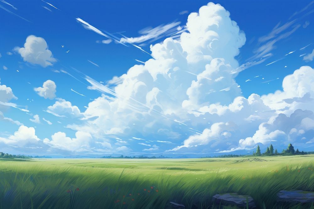 Sky backgrounds landscape grassland. 