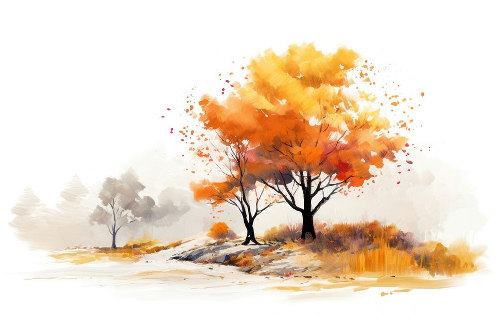 Autumn painting outdoors drawing. 