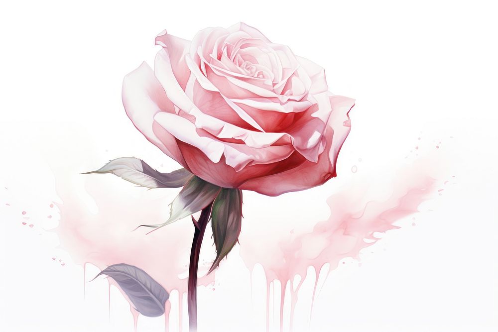 Rose drawing flower plant. AI generated Image by rawpixel.