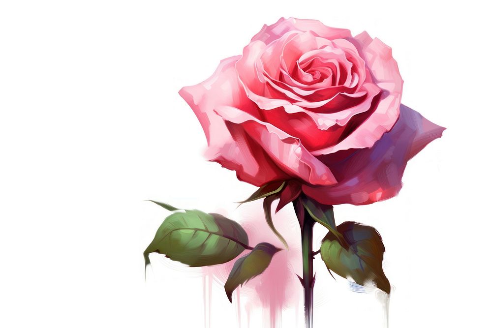 Rose flower plant white background. AI generated Image by rawpixel.