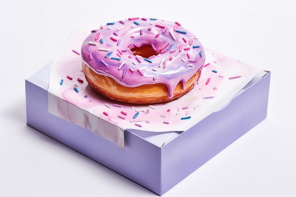 Donut dessert purple icing. AI generated Image by rawpixel.