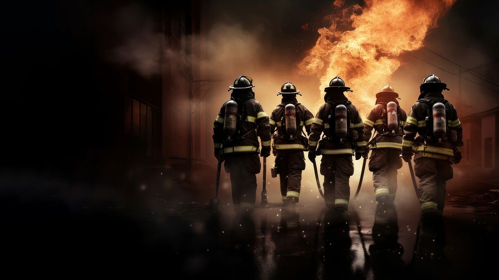 Five Fire Fighters helmet adult fire. AI generated Image by rawpixel.