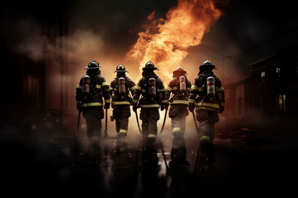 Five Fire Fighters fire teamwork helmet. AI generated Image by rawpixel.