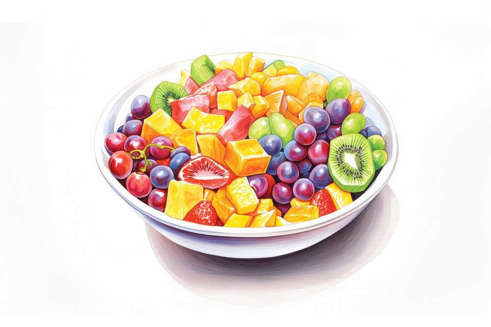 Fruit Salad bowl grape salad food. AI generated Image by rawpixel.